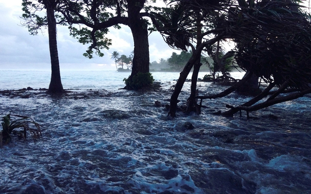 Mareas altas causadas por marejadas ciclónicas inundan la tierra en una de las Islas Marshall. (c) Getty Mareas altas causadas por marejadas ciclónicas inundan la tierra en una de las Islas Marshall. (c) Getty