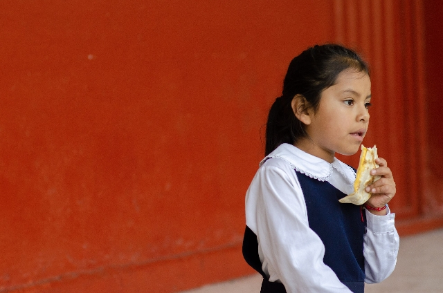 Niña oaxaqueña y quesadilla