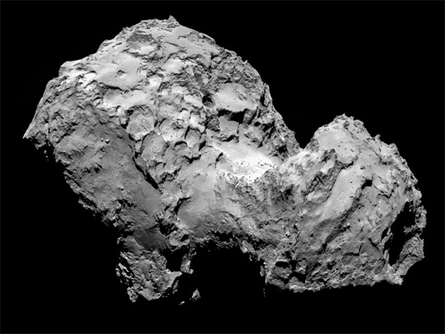Imagen del cometa Churyumov-Gerasimenko obtenida por la sonda Rosetta el 2 de agosto de 2014. (cc) ESA Cometa Churyumov-Gerasimenko