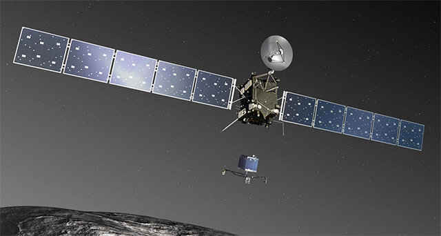 Representación artística del momento de la separación de las sondas Rosetta y Philae Rosetta y Philae