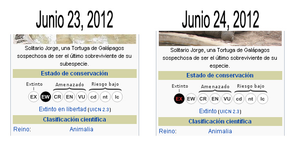Así sucede la extinción de una especie en Wikipedia Así se extingue una especie en Wikipedia