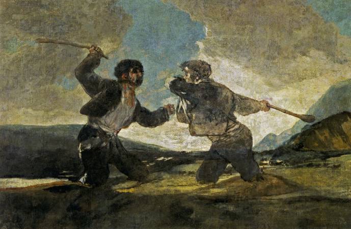 Duelo a garrotazos o La riña. Mural de Francisco de Goya
