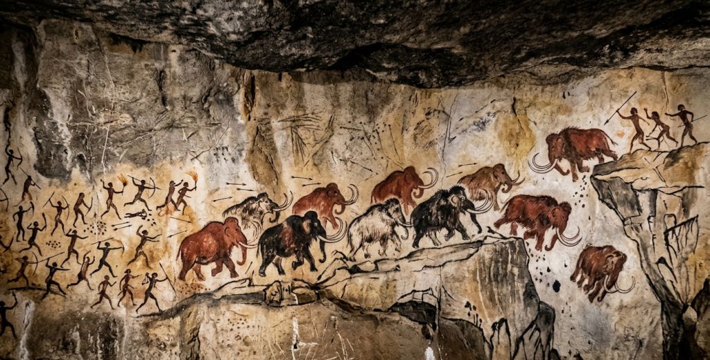 Representación artística de la caza de mamuts