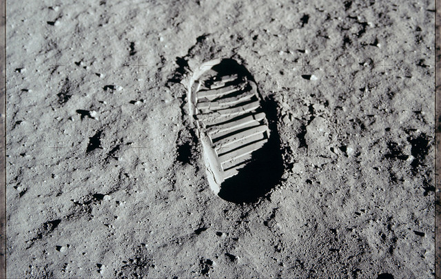 Imagen de una de las primeras huellas humanas en la Luna. Apolo 11